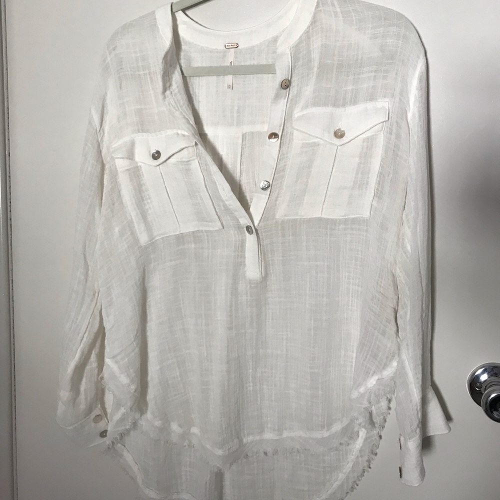 Free People Linen Button Blouse XS